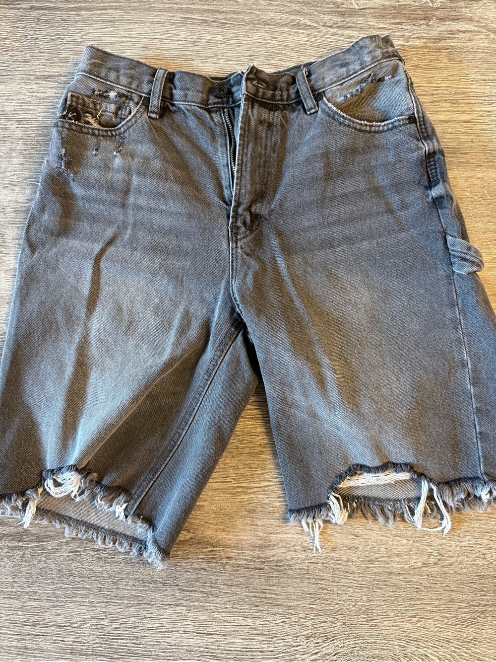 KanCan Washed Black Distressed Denim Jean Shorts